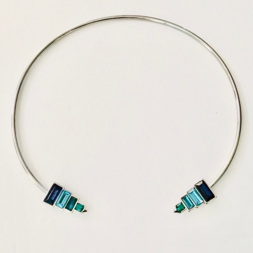 Silver Necklace With Blue Crystal
